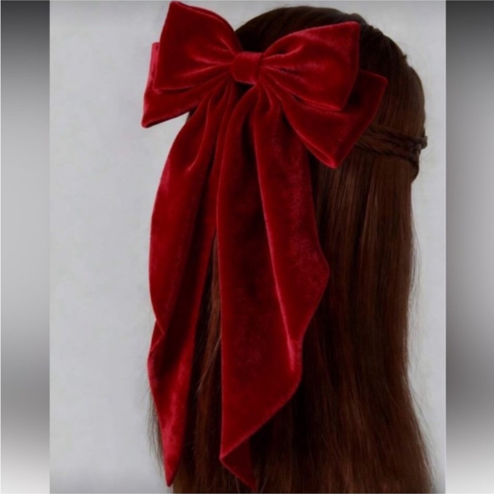 Burgundy Red Velvet Hair Bow